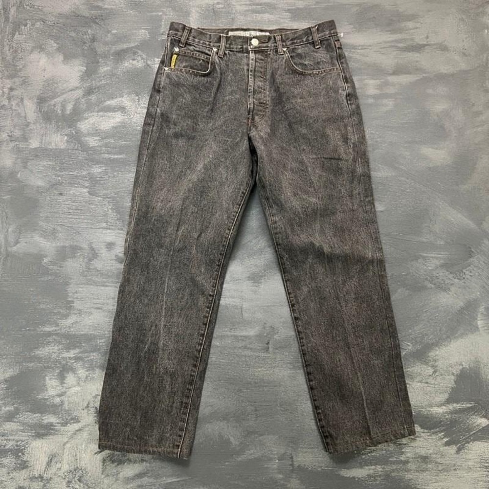 Vintage Armani Jeans 30x30 Black 1990s Ice Blue Wash